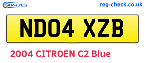 ND04XZB are the vehicle registration plates.