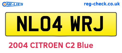 NL04WRJ are the vehicle registration plates.