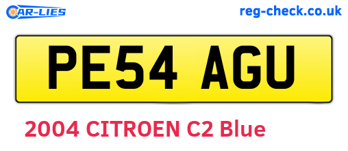 PE54AGU are the vehicle registration plates.