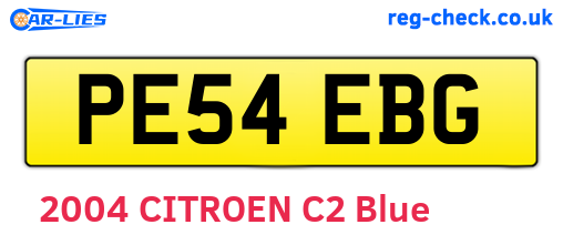 PE54EBG are the vehicle registration plates.
