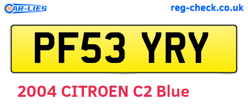 PF53YRY are the vehicle registration plates.