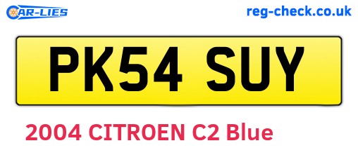 PK54SUY are the vehicle registration plates.