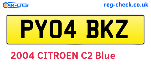 PY04BKZ are the vehicle registration plates.