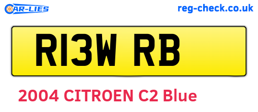 R13WRB are the vehicle registration plates.