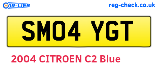 SM04YGT are the vehicle registration plates.