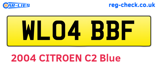 WL04BBF are the vehicle registration plates.