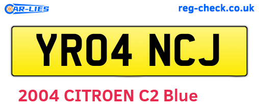 YR04NCJ are the vehicle registration plates.