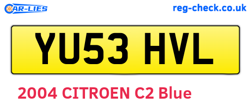 YU53HVL are the vehicle registration plates.