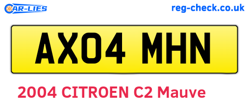 AX04MHN are the vehicle registration plates.