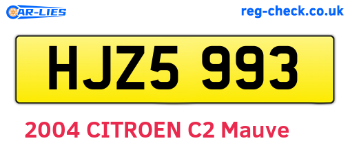 HJZ5993 are the vehicle registration plates.