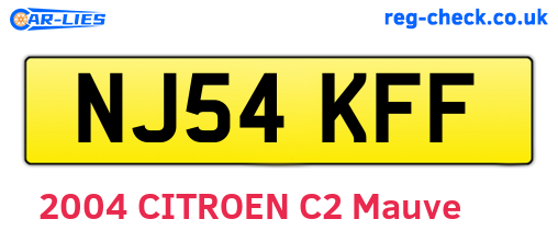 NJ54KFF are the vehicle registration plates.
