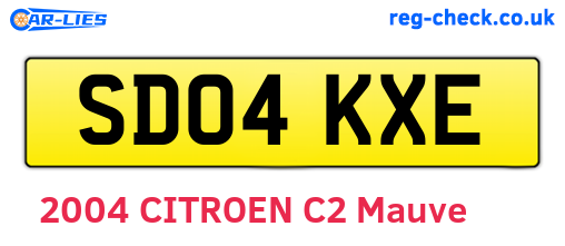 SD04KXE are the vehicle registration plates.