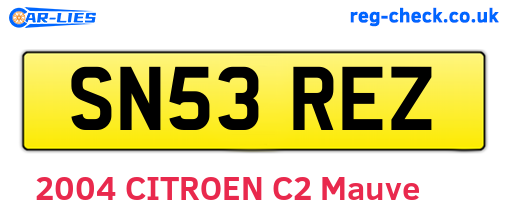 SN53REZ are the vehicle registration plates.