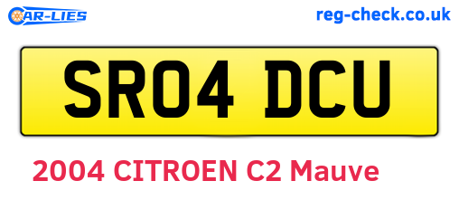 SR04DCU are the vehicle registration plates.