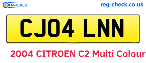 CJ04LNN are the vehicle registration plates.