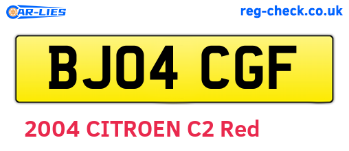 BJ04CGF are the vehicle registration plates.