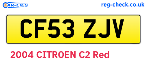 CF53ZJV are the vehicle registration plates.