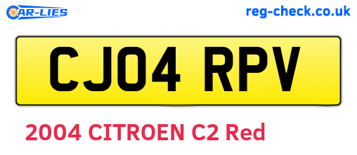 CJ04RPV are the vehicle registration plates.