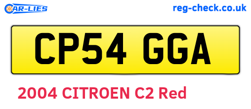 CP54GGA are the vehicle registration plates.