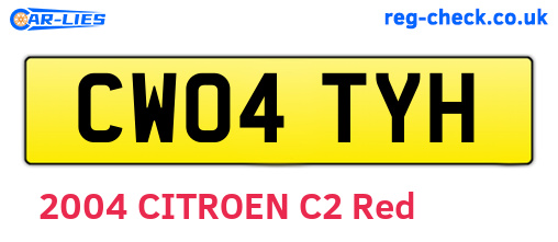 CW04TYH are the vehicle registration plates.