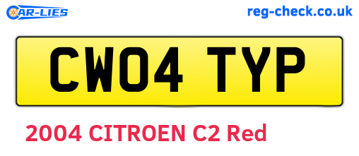 CW04TYP are the vehicle registration plates.