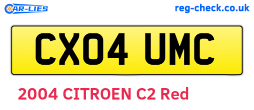 CX04UMC are the vehicle registration plates.