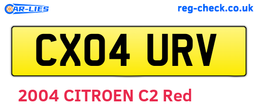 CX04URV are the vehicle registration plates.