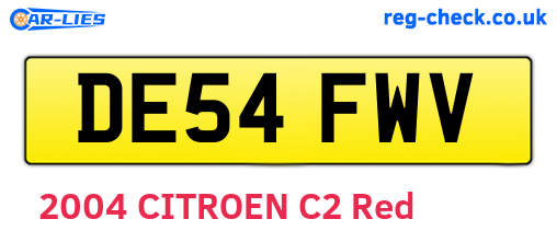 DE54FWV are the vehicle registration plates.