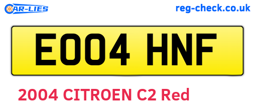 EO04HNF are the vehicle registration plates.