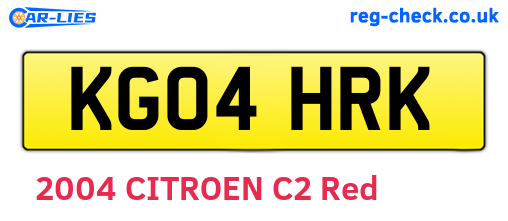 KG04HRK are the vehicle registration plates.