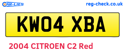 KW04XBA are the vehicle registration plates.