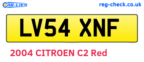 LV54XNF are the vehicle registration plates.