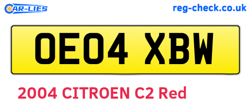 OE04XBW are the vehicle registration plates.