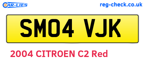 SM04VJK are the vehicle registration plates.