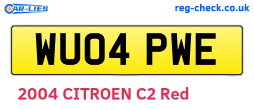 WU04PWE are the vehicle registration plates.