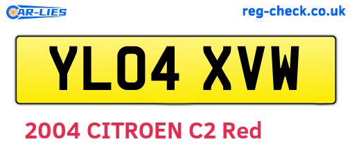 YL04XVW are the vehicle registration plates.