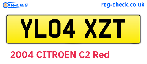 YL04XZT are the vehicle registration plates.