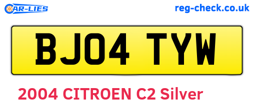BJ04TYW are the vehicle registration plates.