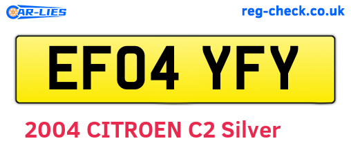 EF04YFY are the vehicle registration plates.