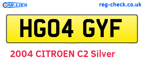 HG04GYF are the vehicle registration plates.