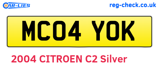 MC04YOK are the vehicle registration plates.