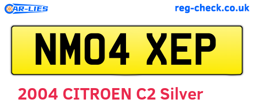 NM04XEP are the vehicle registration plates.