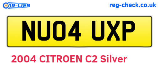 NU04UXP are the vehicle registration plates.