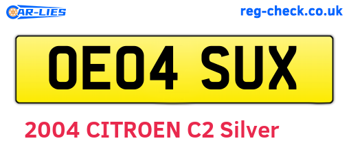 OE04SUX are the vehicle registration plates.