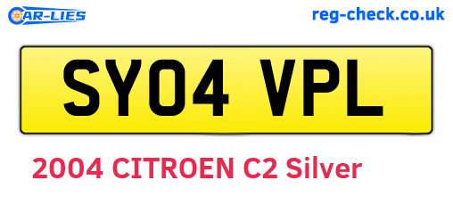 SY04VPL are the vehicle registration plates.