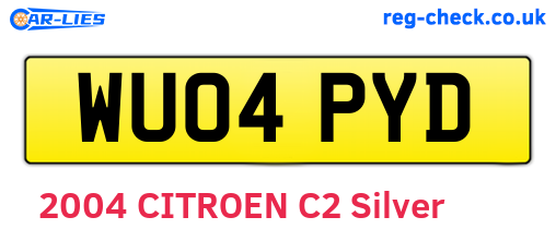 WU04PYD are the vehicle registration plates.