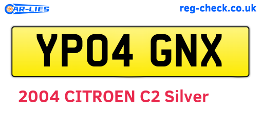 YP04GNX are the vehicle registration plates.