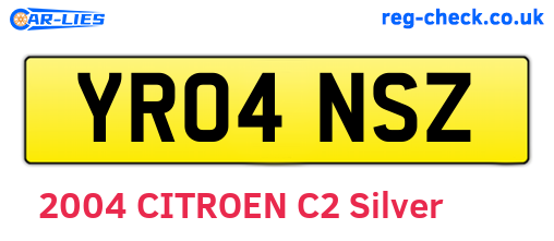 YR04NSZ are the vehicle registration plates.