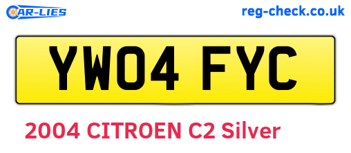 YW04FYC are the vehicle registration plates.