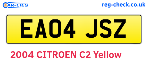 EA04JSZ are the vehicle registration plates.
